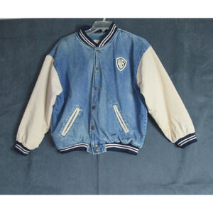 Vtg Warner Bros Jean Jacket M Blue Denim Looney Tunes Taz Bugs Grunge Retro 90s